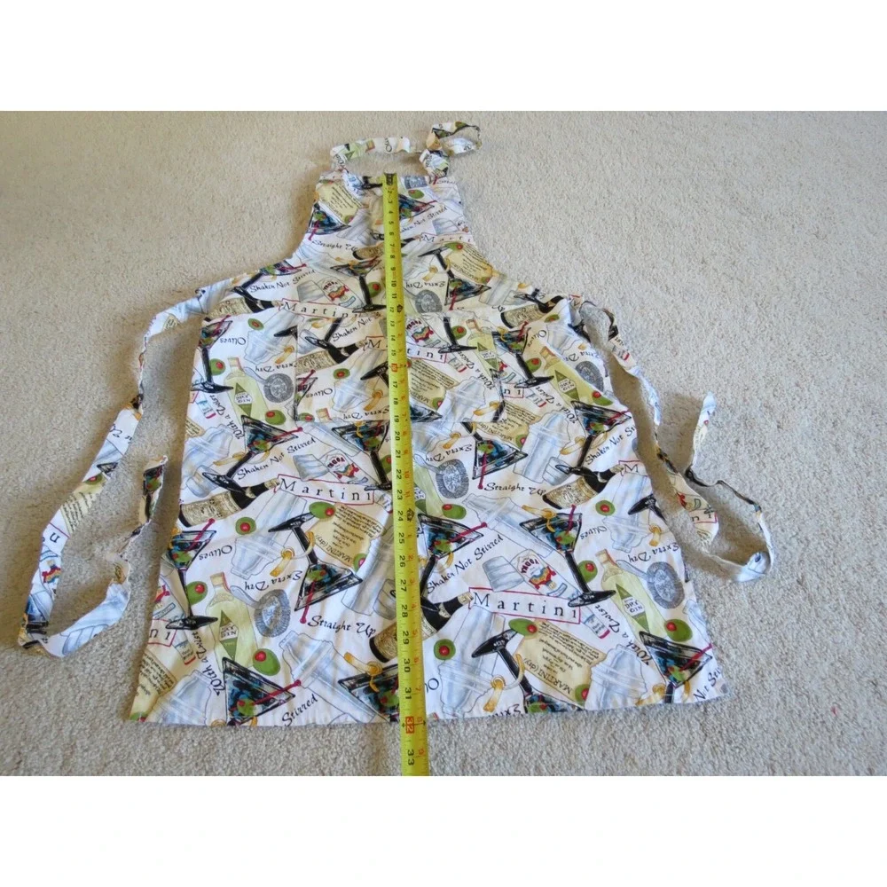 Martini Wine Glass Kitchen Apron Multicolor Cotton Made in Italy